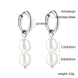 Spring 2024 2x14mm circle with two white pearls 7*8.5mm earrings