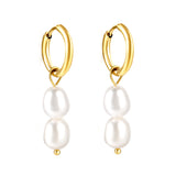 Spring 2024 2x14mm circle with two white pearls 7*8.5mm earrings