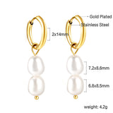 Spring 2024 2x14mm circle with two white pearls 7*8.5mm earrings