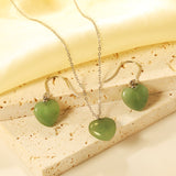 12.6*12.6mm Heart Green Natural Stone Set