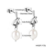 2024 Spring Rope Knot with White Pearls 8*9.4mm Earrings