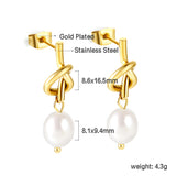 2024 Spring Rope Knot with White Pearls 8*9.4mm Earrings