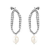 Spring 2024 Double Layers Bead Chain with White Pearls 7.5*9mm Earrings