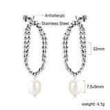 Spring 2024 Double Layers Bead Chain with White Pearls 7.5*9mm Earrings