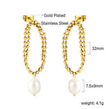 Spring 2024 Double Layers Bead Chain with White Pearls 7.5*9mm Earrings