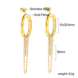 Spring 2024 13*25.5mm Oval Hoops with Matching Chain 39mm Stud Earrings