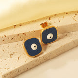 Lace Square with Multi-color Eyelets Multi-color Bottom Oil Drop Earrings 16.5*16.5mm