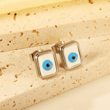 Rectangle with multi-color eyeballs multi-color bottom drop earrings 9*11mm