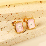 Rectangle with multi-color eyeballs multi-color bottom drop earrings 9*11mm