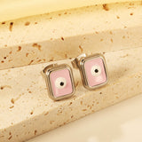 Rectangle with multi-color eyeballs multi-color bottom drop earrings 9*11mm