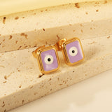 Rectangle with multi-color eyeballs multi-color bottom drop earrings 9*11mm