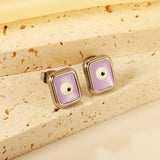 Rectangle with multi-color eyeballs multi-color bottom drop earrings 9*11mm