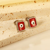 Rectangle with multi-color eyeballs multi-color bottom drop earrings 9*11mm