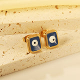 Rectangle with multi-color eyeballs multi-color bottom drop earrings 9*11mm