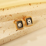 Rectangle with multi-color eyeballs multi-color bottom drop earrings 9*11mm