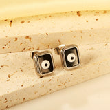 Rectangle with multi-color eyeballs multi-color bottom drop earrings 9*11mm