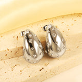 Teardrop Hollow with White Diamonds Earrings 16.2*26mm