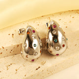 Teardrop Hollow with White Diamonds Earrings 16.2*26mm