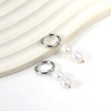 Spring 2024 2x14mm circle with two white pearls 7*8.5mm earrings