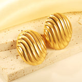 Oval Stripe Earrings 27.5*33.3mm