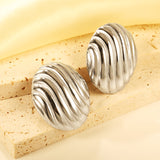 Oval Stripe Earrings 27.5*33.3mm