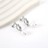 2024 Spring Rope Knot with White Pearls 8*9.4mm Earrings