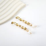 Spring 2024 7*48.5mm Horseshoe Chain with White Pearls 7.6*9.6mm Earrings