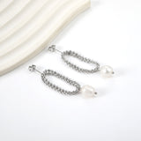 Spring 2024 Double Layers Bead Chain with White Pearls 7.5*9mm Earrings