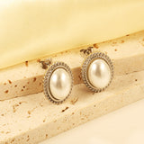 Lace Oval with White Pearl Earrings 15.2*19.2mm