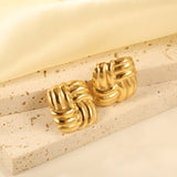 Square Knitted Earrings 21*21mm Gold Color