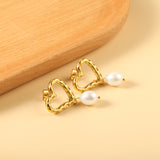 Spring 2024 20*19.7mm Heart Circle Bump with White Pearls 8.4*10.6mm Stud Earrings