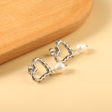 Spring 2024 20*19.7mm Heart Circle Bump with White Pearls 8.4*10.6mm Stud Earrings