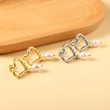 Spring 2024 20*19.7mm Heart Circle Bump with White Pearls 8.4*10.6mm Stud Earrings