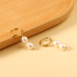 Spring 2024 2x14mm circle with two white pearls 7*8.5mm earrings