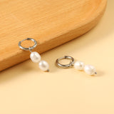 Spring 2024 2x14mm circle with two white pearls 7*8.5mm earrings