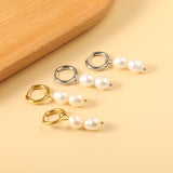 Spring 2024 2x14mm circle with two white pearls 7*8.5mm earrings