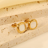 Square with White Shell Earrings 10*10mm