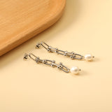 Spring 2024 7*48.5mm Horseshoe Chain with White Pearls 7.6*9.6mm Earrings