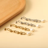 Spring 2024 7*48.5mm Horseshoe Chain with White Pearls 7.6*9.6mm Earrings