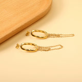 Spring 2024 13*25.5mm Oval Hoops with Matching Chain 39mm Stud Earrings