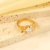 Oversized white oval diamonds on a threaded band ring.