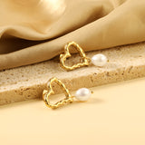 Spring 2024 20*19.7mm Heart Circle Bump with White Pearls 8.4*10.6mm Stud Earrings