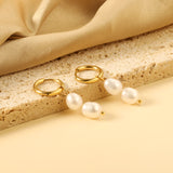 Spring 2024 2x14mm circle with two white pearls 7*8.5mm earrings