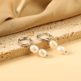 Spring 2024 2x14mm circle with two white pearls 7*8.5mm earrings