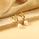 2024 Spring Rope Knot with White Pearls 8*9.4mm Earrings