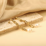 Spring 2024 7*48.5mm Horseshoe Chain with White Pearls 7.6*9.6mm Earrings