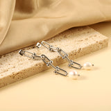 Spring 2024 7*48.5mm Horseshoe Chain with White Pearls 7.6*9.6mm Earrings