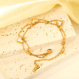 3 Heart Shaped White Shells Accessories + Beaded Chain Matching Chain Double Hand Chain 0+0cm