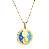 Spring 2024 Round Sun Moon Mixed Color Pattern Pendant 25mm Necklace 45cm