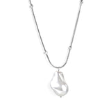 Shaped white pearl pendant 15.5*22mm necklace 45+5cm